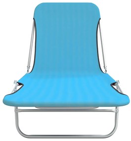 vidaXL Ξαπλώστρες Πτυσσόμενες 2 τεμ. Μπλε από Ατσάλι / Ύφασμα