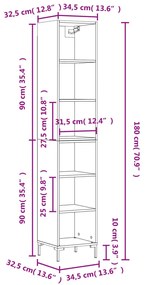 Ντουλάπι Μαύρο 34,5 x 32,5 x 180 εκ. από Επεξεργασμένο ξύλο - Μαύρο