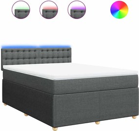 vidaXL Κρεβάτι Boxspring με Στρώμα Σκούρο Γκρι 140x200 εκ Υφασμάτινο