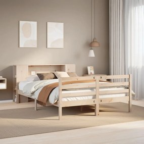 vidaXL Κρεβάτι Βιβλιοθήκη Χωρίς Στρώμα 120x190 εκ Μασίφ Ξύλο Πεύκου