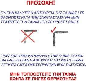 Led ταινία 5m Super Dense ισχύος 12W/m 12VDC 120LED/m λευκό φως IP54