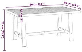 Τραπεζαρία NOAIN με πόδια σχήματος Α 160x90x75 cm - Καφέ