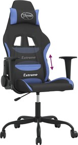 vidaXL Καρέκλα Gaming Μαύρη και Μπλε Υφασμάτινη