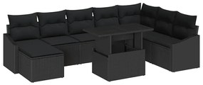 vidaXL Σετ Καναπέ Κήπου με μαξιλάρι 9 pcs Μαύρο