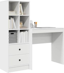 vidaXL Γραφείο με συρτάρι με ράφι με αποθήκευση 2 pcs Λευκό