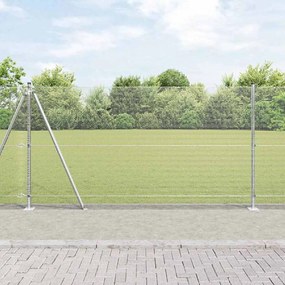 vidaXL Φράχτης με Στήλες. Ασημί 1.2 x 25 m Ατσάλι