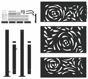 vidaXL Πύλη κήπου Μαύρη 105x130 cm Ατσάλινη φλόγα σχεδιασμού
