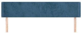 Κεφαλάρι με Πτερύγια Σκούρο Μπλε 203x16x78/88 εκ. Βελούδινο - Μπλε