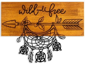 Διακοσμητικό Τοίχου Wild and Free 899SKL2688 58x3x45cm Walnut-Black Wallity Μέταλλο,Ξύλο