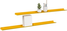 vidaXL Πλωτό ράφι 2 pcs Χαμομηλί κίτρινο 100 x 9 x 2,5 εκ Ατσάλι