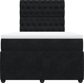 vidaXL Κρεβάτι Boxspring με Στρώμα Μαύρο 120x190 εκ. Βελούδινο