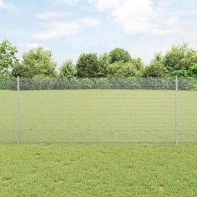 vidaXL Συρματόπλεγμα με Στυλίς 10 x 1 m Γαλβανισμένος Χάλυβας Ασημί