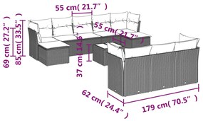 vidaXL Σαλόνι Κήπου Σετ 11 Τεμαχίων Μαύρο Συνθετικό Ρατάν με Μαξιλάρια