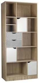 Liberta MINTONI ΒΙΒΛΙΟΘΗΚΗ SONOMA ΛΕΥΚΟ ΜΕ PATTERN 80x39xH180cm 80x39xH180cm 24-0484