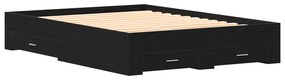 vidaXL Κρεβάτι με Συρτάρια Μαύρο Δρυς 135x190 εκ. Μηχανικά Ξύλα