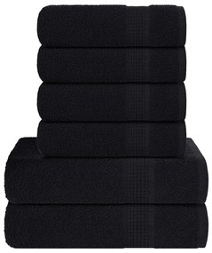 vidaXL Σετ Πετσετών 6 Τεμαχίων FROGN Μαύρο 360 γρ./μ²
