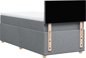 vidaXL Κρεβάτι Boxspring με Στρώμα Ανοιχτό Γκρι 90x200 εκ. Υφασμάτινο