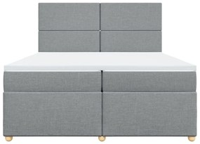 Κρεβάτι Boxspring με Στρώμα Ανοιχτό Γκρι 200x200 εκ. Υφασμάτινο - Γκρι