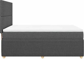vidaXL Κρεβάτι Boxspring με Στρώμα Σκούρο Γκρι 160x200 εκ Υφασμάτινο