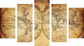 ΠΕΝΤΑΠΤΥΧΟΣ ΠΙΝΑΚΑΣ MDF VINTAGE WORLD MAP HM7206.06 100X60x0,3 εκ.