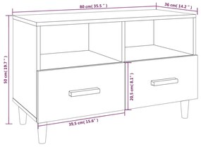 Έπιπλο Τηλεόρασης Μαύρο 80 x 36 x 50 εκ. από Επεξεργασμένο Ξύλο - Μαύρο