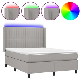 ΚΡΕΒΑΤΙ BOXSPRING ΜΕ ΣΤΡΩΜΑ &amp; LED ΑΝ.ΓΚΡΙ 140X200ΕΚ. ΥΦΑΣΜΑΤΙΝΟ 3138477