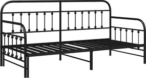 vidaXL Σκελετός κρεβατιού ημέρας Μαύρο 90 x 190 cm