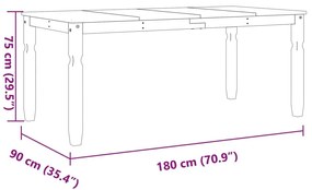 Τραπεζαρία Corona Λευκό 180 x 90 x 75 εκ. από Μασίφ Ξύλο Πεύκου - Λευκό