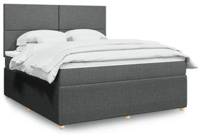 vidaXL Κρεβάτι Boxspring με Στρώμα Σκούρο Γκρι 180x200 εκ Υφασμάτιν