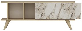 Έπιπλο Tηλεόρασης Liberty 327ODS1123 120x30x45cm Marble Effect White-Oak