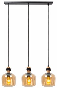 Φωτιστικό Κρεμαστό Lucide 45408-03-62 ILONA Μελί (Amber)|Μαύρο Ματ (Black Mat)