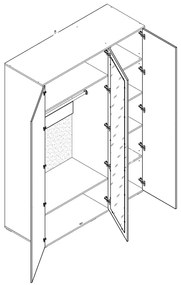 Τρίφυλλη Ντουλάπα REVEN Λευκή/Καφέ/Ροζ 149.8x55.3x210cm