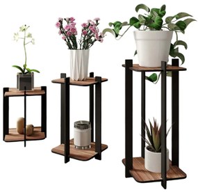 Ανθοστήλη Square (Σετ 3Τμχ) 282PTR1305 23x23x30/40/50cm Walnut Hanah Home Mdf,Ξύλο