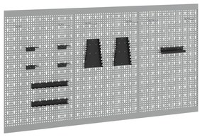 vidaXL Pegboards 3 τεμάχια με 15 αξεσουάρ Γκρι 50x80 εκ Ατσάλι