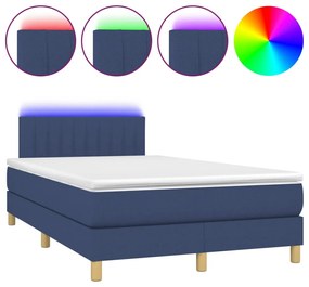 vidaXL Κρεβάτι Boxspring με Στρώμα &amp; LED Μπλε 120x200 εκ. Υφασμάτινο
