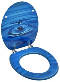 Κάλυμμα Λεκάνης με Καπάκι Σχέδιο Σταγόνες Μπλε από MDF - Μπλε