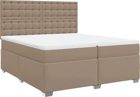 VidaXL Κρεβάτι Boxspring με Στρώμα Καπουτσίνο 200x200εκ.από Συνθ.Δέρμα