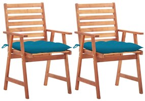 vidaXL Καρέκλες Τραπεζαρίας Εξ. Χώρου 2 τεμ. Ξύλο Ακακίας με Μαξιλάρια