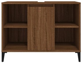 vidaXL Ντουλάπι Νιπτήρα Καφέ Δρυς 80 x 33 x 60 εκ. Επεξεργασμένο Ξύλο
