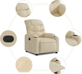vidaXL Πολυθρόνα Ανακλινόμενη Κρεμ Υφασμάτινη