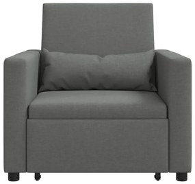 vidaXL Μονός καναπές-κρεβάτι Σκούρο γκρι 90 x 165 x 87 εκ. ύφασμα