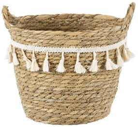 Καλάθι Διακοσμητικό Santorini 20284 Φ20x20cm Beige-White GloboStar Grass