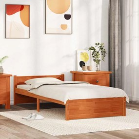 vidaXL Σκελετός Κρεβατιού Καφέ κεριού 90 x 190 cm Μασίφ ξύλο πεύκου
