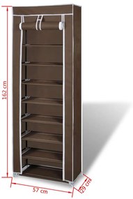 Υφασμάτινη παπουτσοθήκη με κάλυμμα 57 x 29 x 162 cm Καφέ