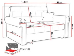Καναπές κρεβάτι Columbus 129, Αριθμός θέσεων: 2, Αποθηκευτικός χώρος, 85x168x98cm, 67 kg, Πόδια: Μέταλλο, Έπιπλα ήδη συναρμολογημένα, Ξύλο: Πεύκο