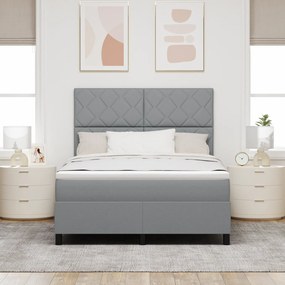 vidaXL Κρεβάτι Box Spring με Στρώμα Φως Γκρι 160x200 εκ. Ύφασμα