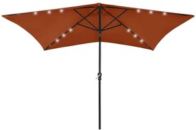 Ομπρέλα Τερακότα 2 x 3 μ. με LED και Ατσάλινο Ιστό