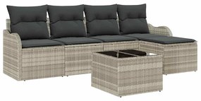 vidaXL Σετ Καναπέ Κήπου με μαξιλάρι 6 pcs Γκρι Πολυ ράταν