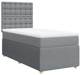 vidaXL Κρεβάτι Boxspring με Στρώμα Ανοιχτό Γκρι 80x200 εκ. Υφασμάτινο