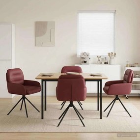 vidaXL Γυριστές καρέκλες φαγητού 4 pcs Τεχνητό Δέρμα Κόκκινο